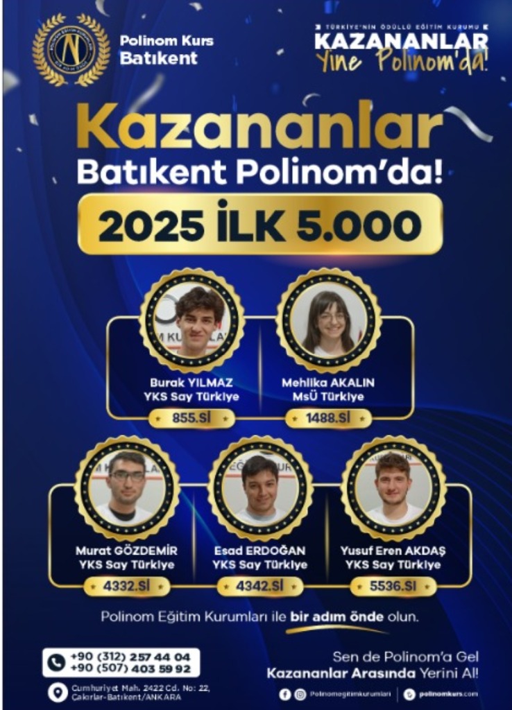 Batıkent Polinom 2025 YKS Dereceleri Tablosu